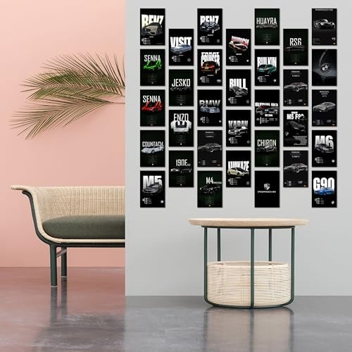 KARTMEN paper Black Cars Poster, Set of 32, 15 x 10 cm (A6 Size) 300 GSM |Sports Car Black Poster - Gwagon Posters & More Street Ruling Cars |Wall Art For Bedroom| Car Spec Posters-Glue dots Included - Image 5
