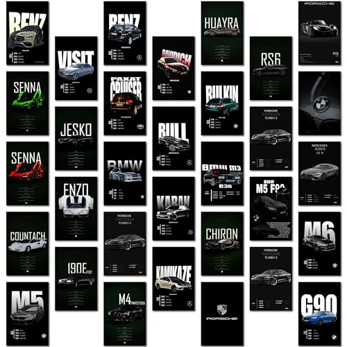 KARTMEN paper Black Cars Poster, Set of 32, 15 x 10 cm (A6 Size) 300 GSM |Sports Car Black Poster - Gwagon Posters & More Street Ruling Cars |Wall Art For Bedroom| Car Spec Posters-Glue dots Included - Image 1