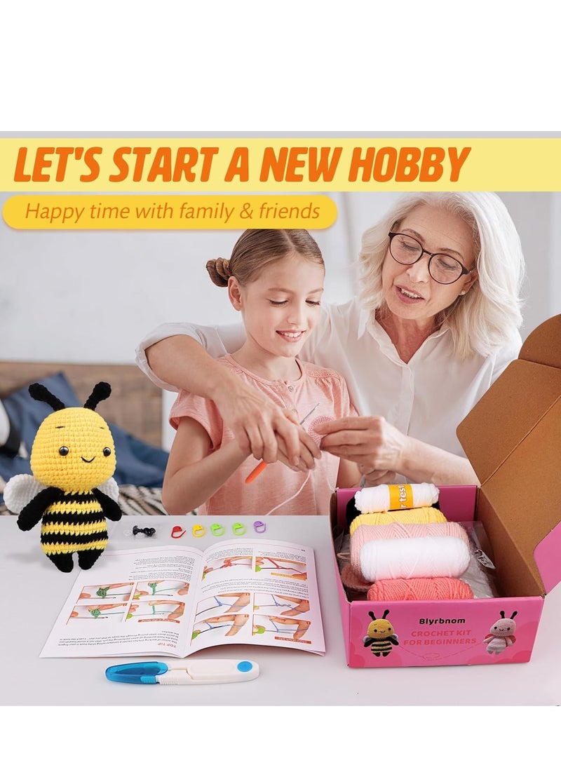 SYOSI Crochet Kit for Beginners, Crocheting Animals Kits with Step-by-Step Video Tutorials, Knitting Starter Pack for Adults & Kids(Bee and Butterfly Couple) - Image 2