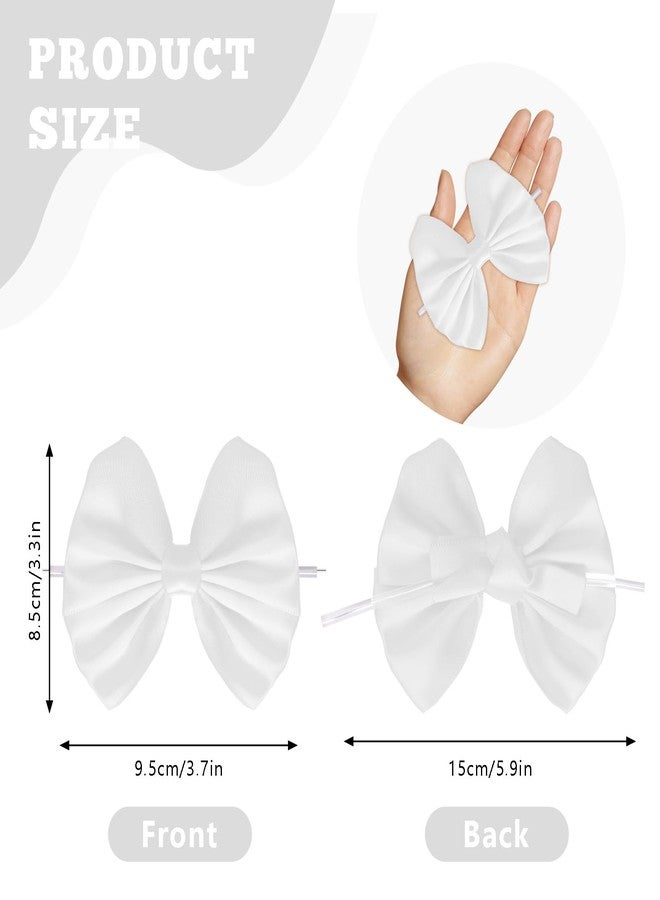 Sdfvsdg 24 Pcs Satin White Ribbon Twist Tie Bows for Treat Bags 3.5inches White Bows for Crafts Premade Bows Decorating Gifts Wrapping Bows for Pop Candy Apples Cake Bakery Wedding Party - Image 2
