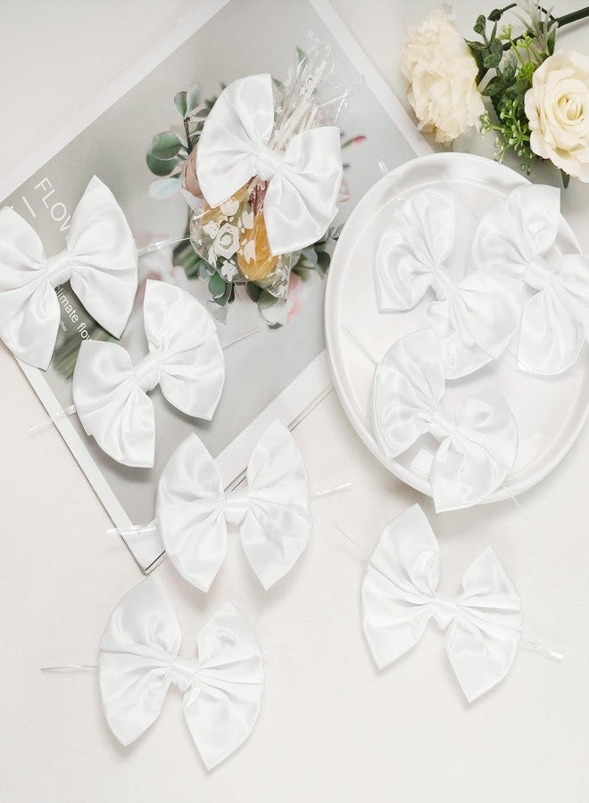 Sdfvsdg 24 Pcs Satin White Ribbon Twist Tie Bows for Treat Bags 3.5inches White Bows for Crafts Premade Bows Decorating Gifts Wrapping Bows for Pop Candy Apples Cake Bakery Wedding Party - Image 4