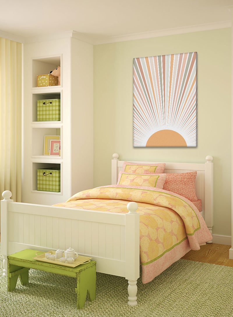 لوحة كانفاس على إطار خشبي بتصميم اشعة الشمس، للمنزل، غرفة المعيشة، المكتب، الديكور - Image 1