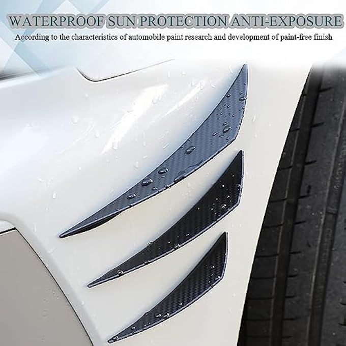 GKmow Pack-6 Car Spoiler Canards Kit, Universal Auto Front Bumper Lip Splitter, Body Anti-Collision Diffuser, Exterior Soft Rubber Decorative Stickers (Glossy Black) - Image 4