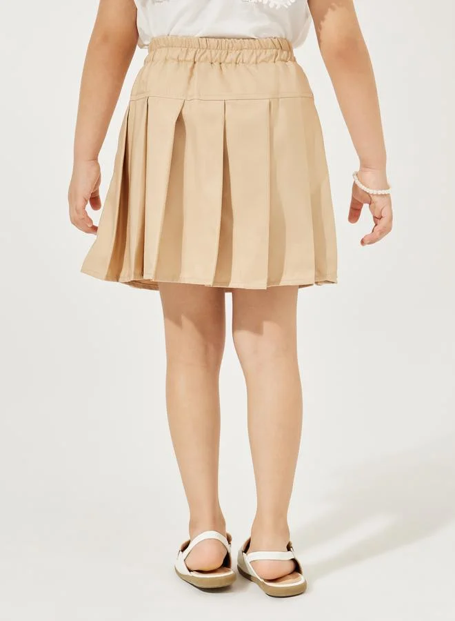 Styli Styli Elastic Waistband Pleated Preppy Skirt