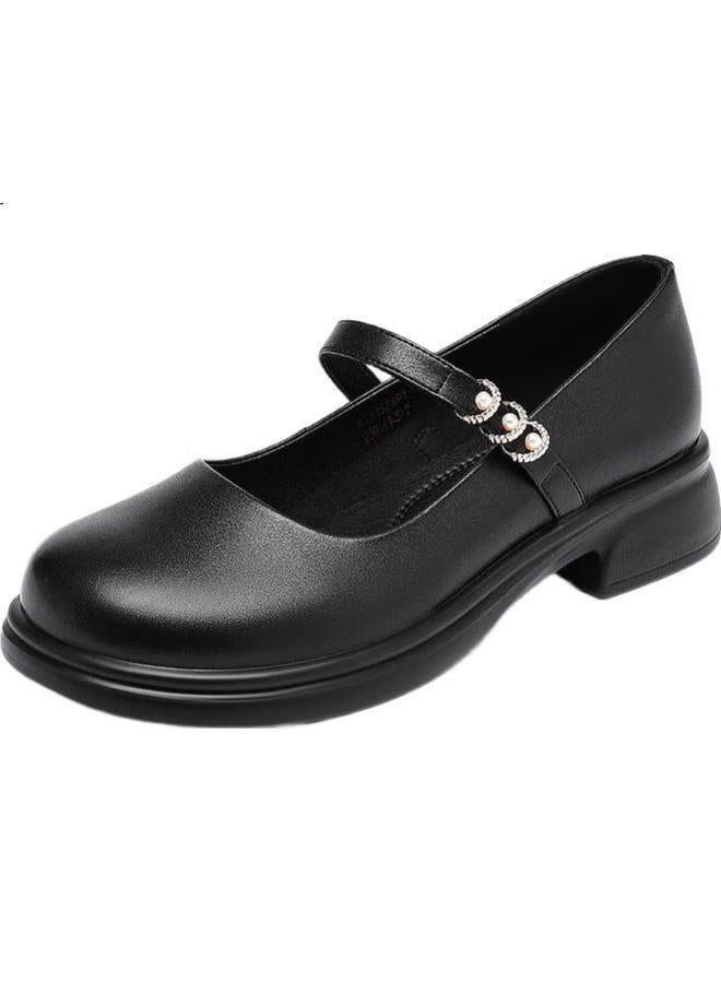 Red Dragonfly Mary Jane Women'S Lolita Cowhide Small Leather Shoes Women'S Shallow Mouth Jk Women'S Shoes Wtb152691 Black 36 - Image 2
