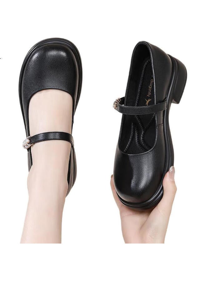 Red Dragonfly Mary Jane Women'S Lolita Cowhide Small Leather Shoes Women'S Shallow Mouth Jk Women'S Shoes Wtb152691 Black 36 - Image 3