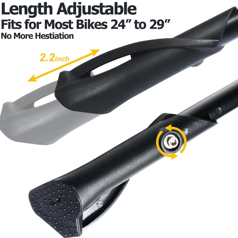 TOPCABIN حامل دراجة من سبائك الألمنيوم TOPCABIN - قابل للتعديل، تركيب جانبي/مركزي للخلف للدراجات البالغة 24-29 بوصة (أسود) - Image 2