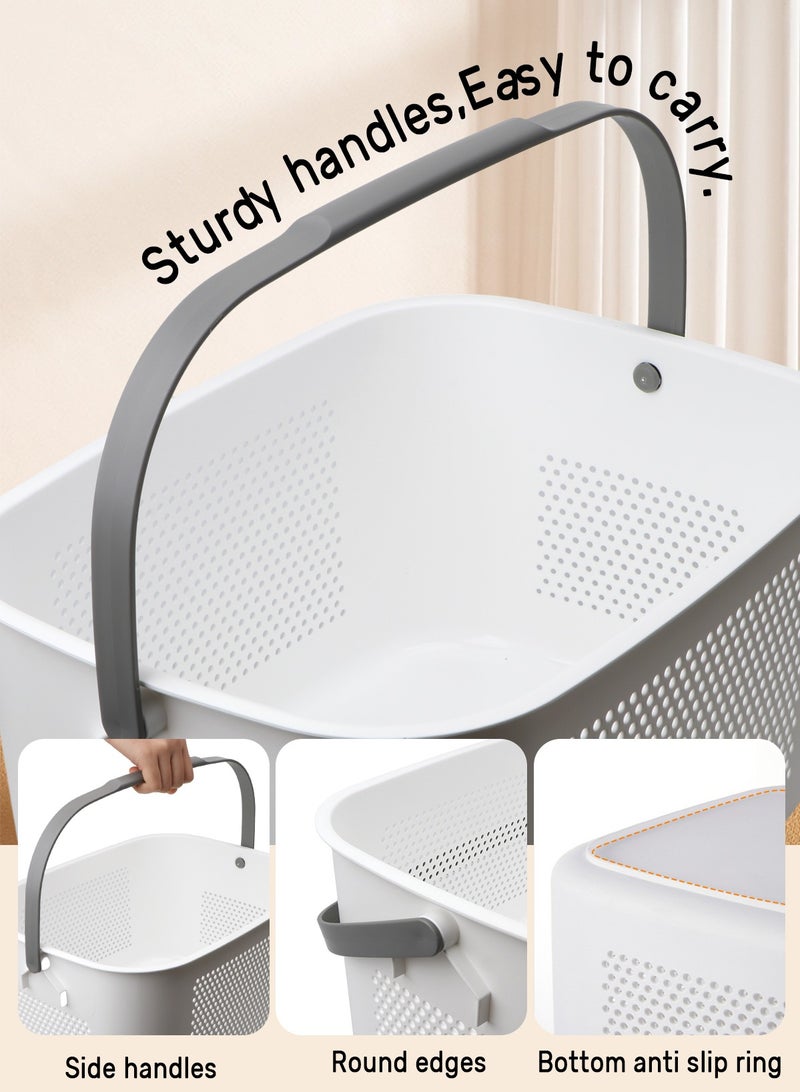 أوربازار حقيبة سلة غسيل كبيرة سعة 26 لتر، سلة ملابس متسخة، سلة غسيل مع مقبض، دلو تخزين لعبة، متين ومناسب للحمام، غرفة النوم، الشرفة، الحمام، غرفة المعيشة - Image 4