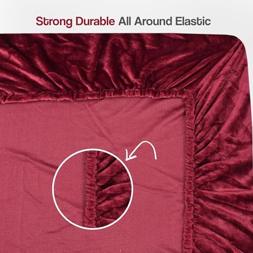 FRESH FROM LOOM All Side Elastic King Size Bedsheet |Premium Fitted Winter Soft Fur Bed Sheet with 2 Pillow Cover | Woollen Feel Bedsheet (Size - 78 x 72 Inches (Fit up to 8 Inch) | Maroon) - Image 5