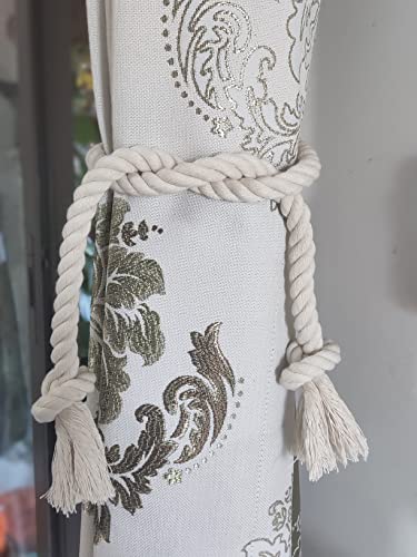 Yteseery 4 Pack Rope Curtain Tiebacks, Natural Cotton Curtain Holdbacks, Outdoor Curtain Tiebacks for Patio Gazebo Pergola Cabana, Decorative Curtain Tie for Rustic Farmhouse Village Theme, Beige - Image 3