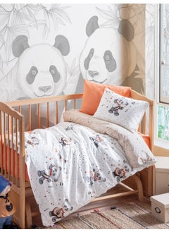 COTTON BOX 100% Cotton Orange & Panda Patterned Baby Bedding Set - Soft Baby Room Set - Box Musico Orange 