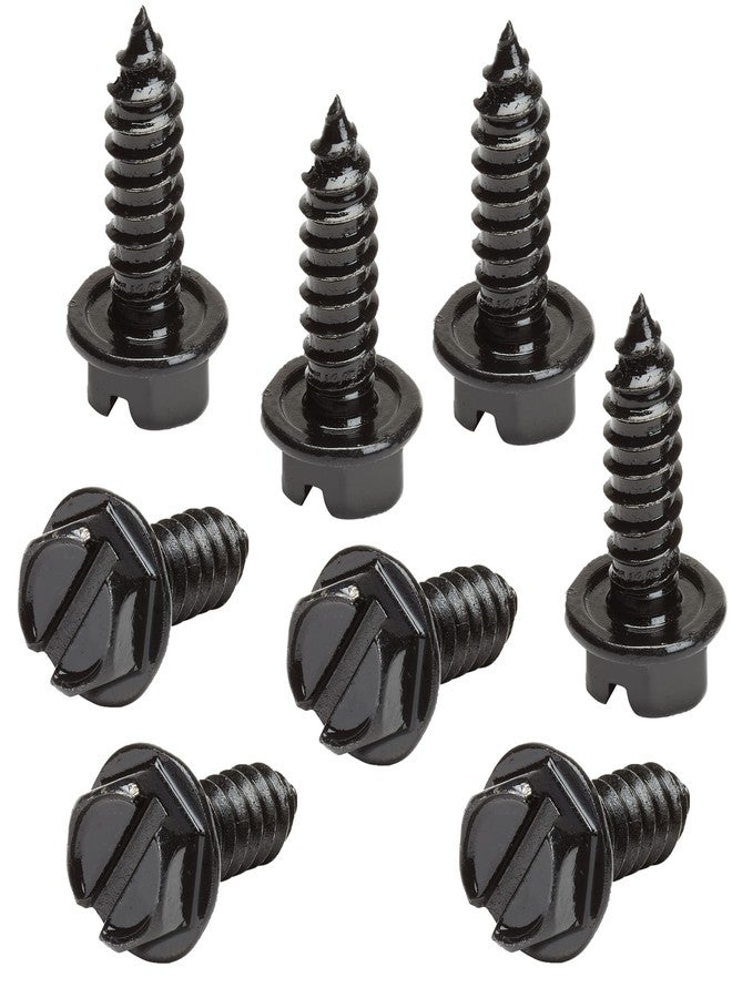 OttoSpeed License Plate Screws - Black, Set of 8 Fasteners - for Front and Back License Plates and License Plate Frames or Covers on Cars, Trucks, SUVs - Rustproof, Self Tapping Mounting Bolts (Black) - Image 1