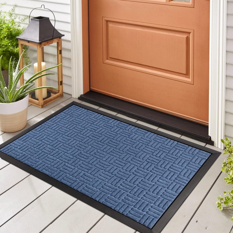 Mibao Welcome Mats Outdoor Entryway Mat Door Mats Outdoor Outdoor Rubber Mats Doormat Outdoor Indoor Entrance Large Front Door Mat Skid Resistant Durable 355 x 24 Blue