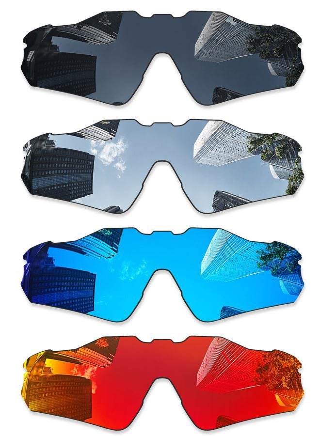 Combine8 Ploarized Replacement Lenses for Oakley Radar EV Path OO9208/Radar EV Path Asian Fit (AF) OO9275 Sunglasses - Black + Silver Titanium + Ice Blue + Fire Red - Image 1
