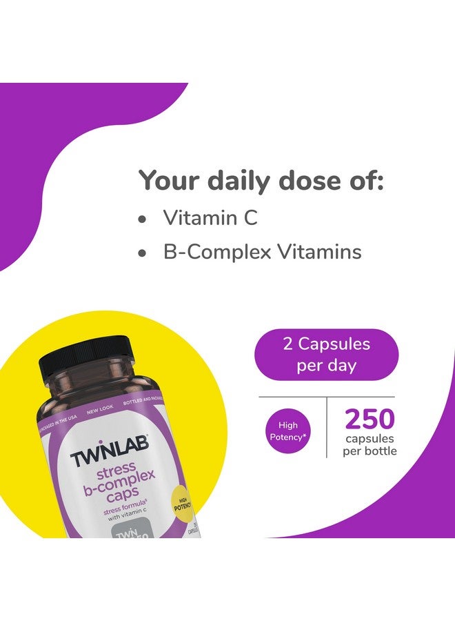 توين لاب كبسولات Twinlab Stress B-Complex - مكمل غذائي لدعم الطاقة مع فيتامين B12 وB6 - 250 كبسولة - Image 2