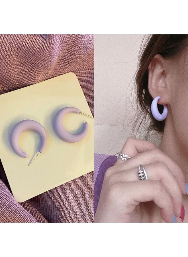 925 Silver Needle Candy Color Hoop Earrings New Trendy Acrylic Autumn And Winter Earrings Exaggerated C- Shaped Earrings Earrings 
