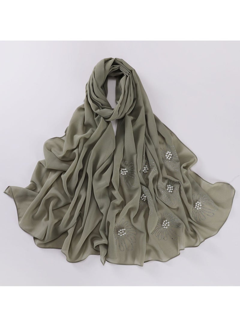 Nariele New Nail Bead Diamond Chiffon Headscarf