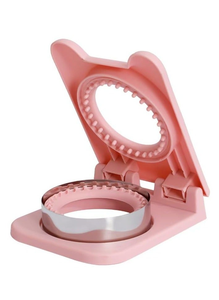 Sandwich Cutter,2-In-1 Fun Cookie Cutters,Pocket Sandwiches Cutter,Crustless Sandwich Maker,Sandwich Cutters for Kids Fun Lunchables (Round), Pink - Image 1