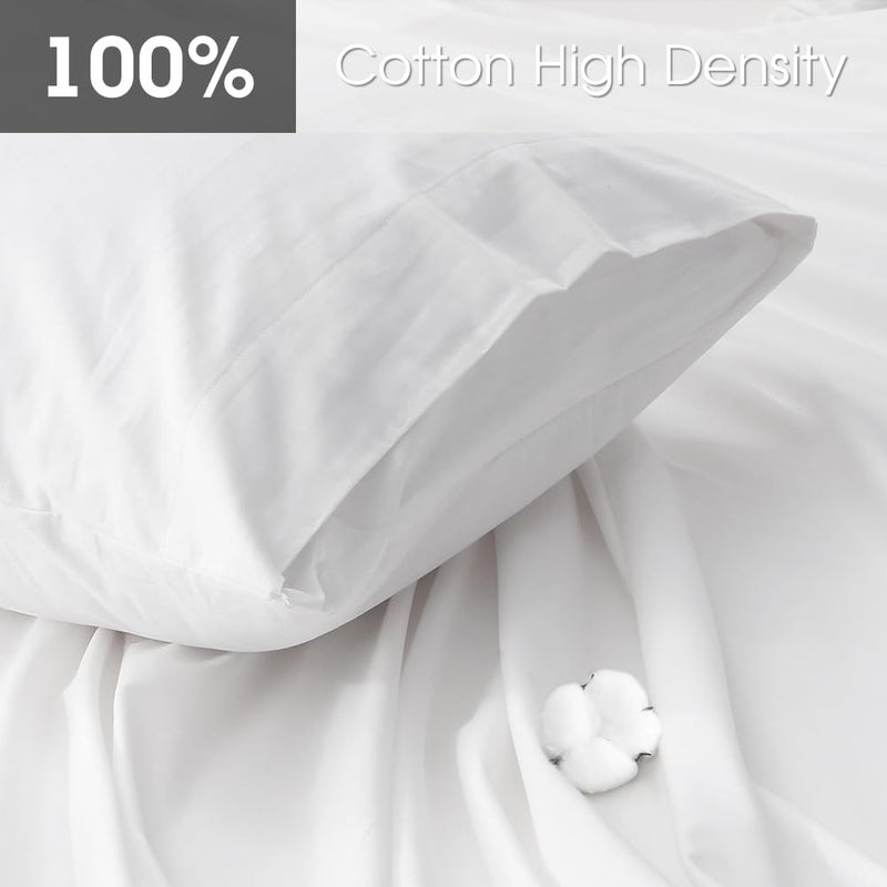 HYPREST Extra Deep Pocket Queen Sheet Set - 100% Cotton, White Hotel Luxury Soft Wrinkle Free Cooling Sheets for Queen Bed Deep Pocket - Image 2