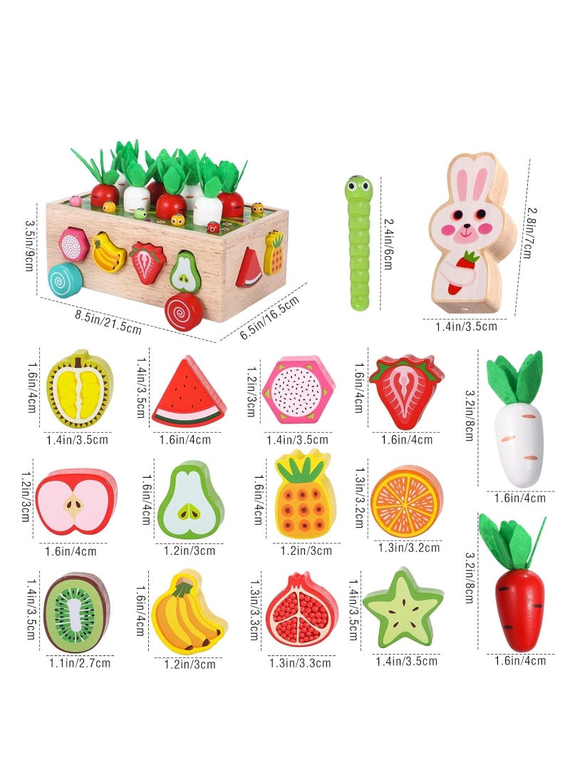Raxoom Montessori Wooden Educational Toys for Toddlers - Shape Sorter & Carrot Harvest Game for Ages 3+ - Fine Motor Skill Development for Boys & Girls - Ideal Preschool Learning Toy - Image 3