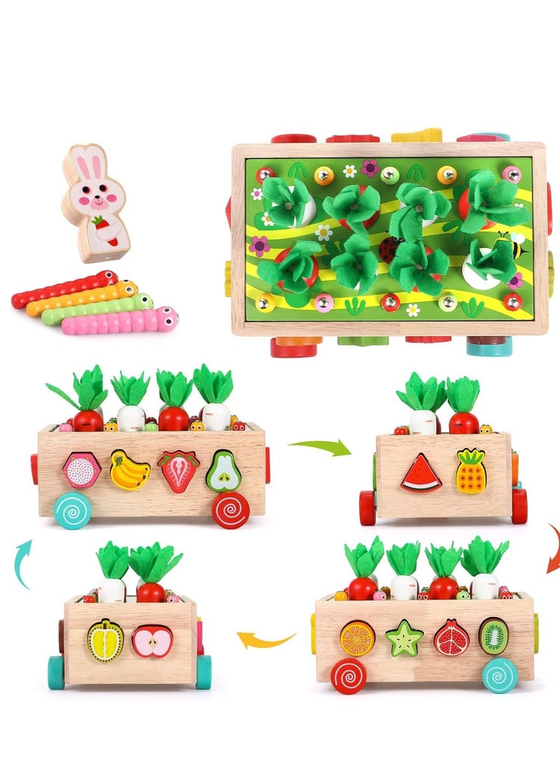 Raxoom Montessori Wooden Educational Toys for Toddlers - Shape Sorter & Carrot Harvest Game for Ages 3+ - Fine Motor Skill Development for Boys & Girls - Ideal Preschool Learning Toy - Image 5