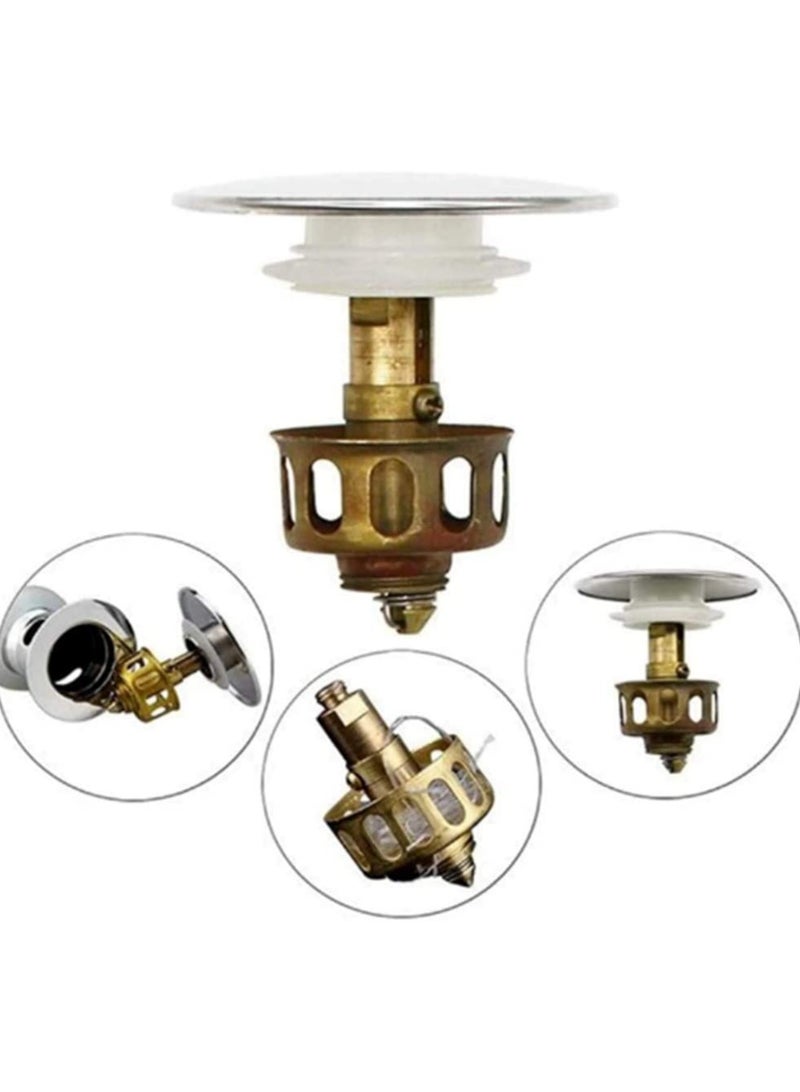 SYOSI 4PCS Pop Up Sink Stopper, Stainless Steel Universal Wash Basin Bounce Drain Filter Built-In Anti-Clogging Strainer Plumbing Fixture for Clog Prevention for Kitchen and Bathtub Stopper Replacement  - Image 5