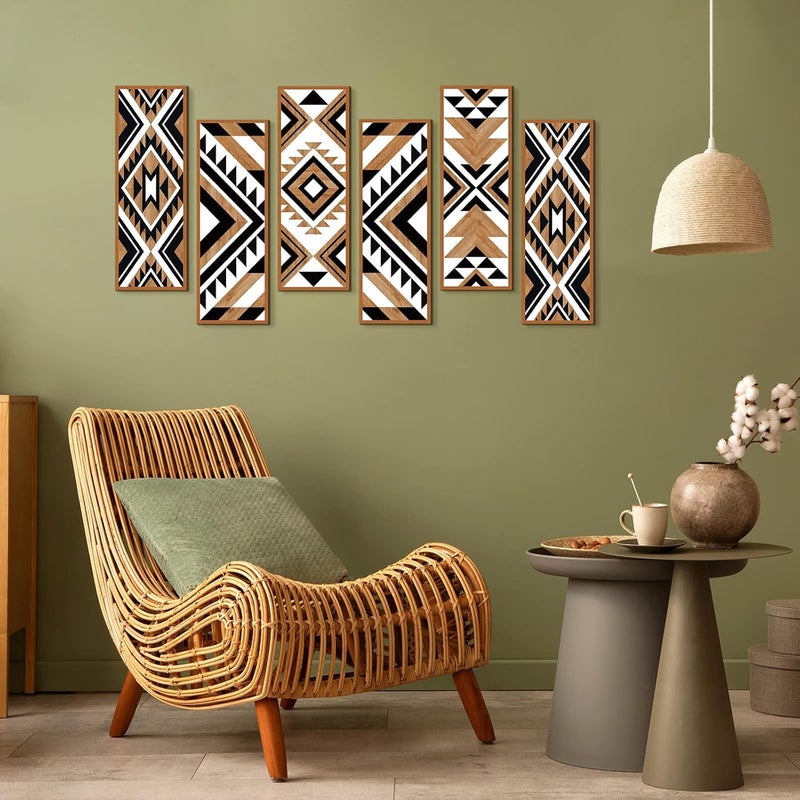 Tatuo Local market compliant trusted quality 6 Pcs Farmhouse Southwest Home Wall Decor Frame Wall Hanging Boho Modern Abstract Art Prints Wooden Decorations for Bedroom Bathroom Apartment Mexican Farmhouse Wall Decor(Rectangle) Temp fluctuation resistant crafted quality - Image 2