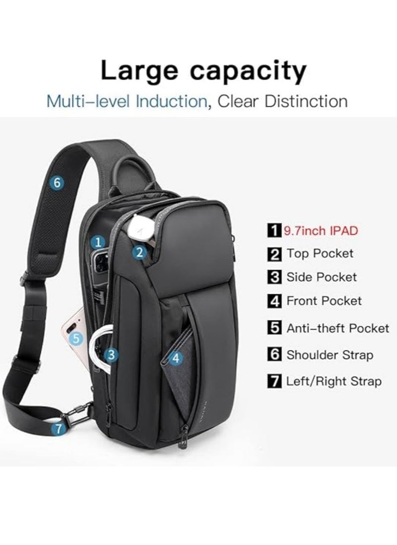 BANGE Waterproof And Durable Messenger Bag, Men's Chest Bag Shoulder Bag Messenger Bag Men Backpack...  - Image 4