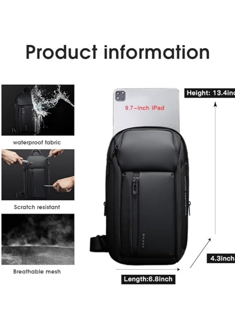 BANGE Waterproof And Durable Messenger Bag, Men's Chest Bag Shoulder Bag Messenger Bag Men Backpack...  - Image 5