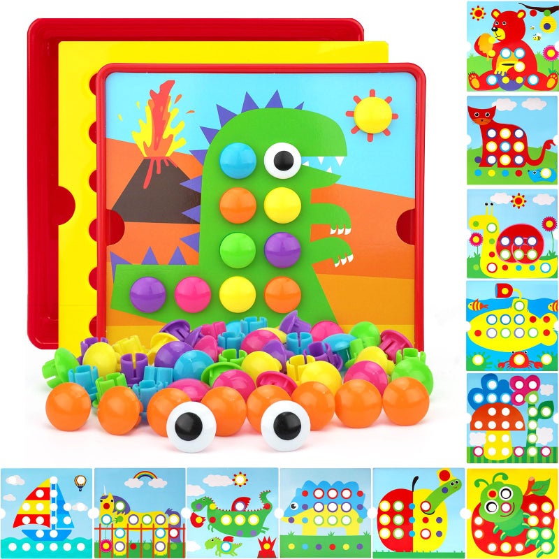 AluAbi Button Art Toys for Toddlers 35 Years OldEducational Color Matching Mosaic Pegboard Fine Motor Skills GameEarly Preschool Learning Crafts Activity for Boys GirlsGifts for Kids Ages 3 - Image 2