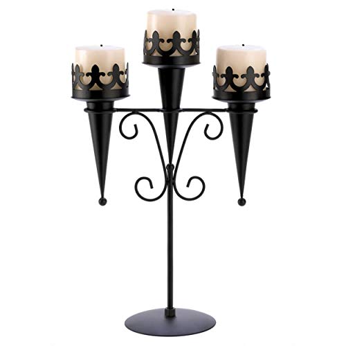 Zingz & Thingz Gifts & Decor Zingz & Thingz Decorative Metal Candelabra Tealight Candle Stand, 11.75x4.75x15.75, Medieval Trio - Image 1