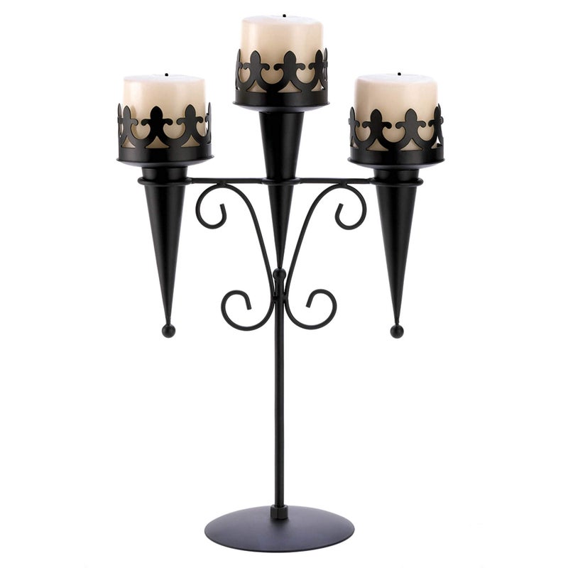 Zingz & Thingz Gifts & Decor Zingz & Thingz Decorative Metal Candelabra Tealight Candle Stand, 11.75x4.75x15.75, Medieval Trio - Image 4