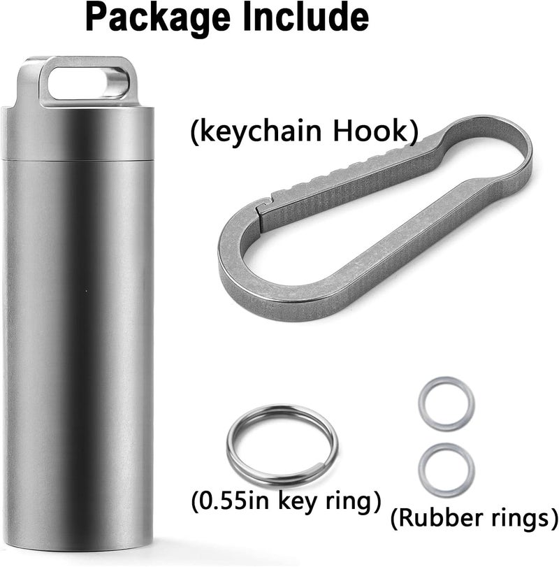 TISUR Portable Pill Cases, Metal Titanium Pill Holder Pocket Pill Box Keychain Waterproof Pill Bottle Medicine Organizer Case Container for Travel Purse Outdoor Camping (Keychain Pill Holder) - Image 3