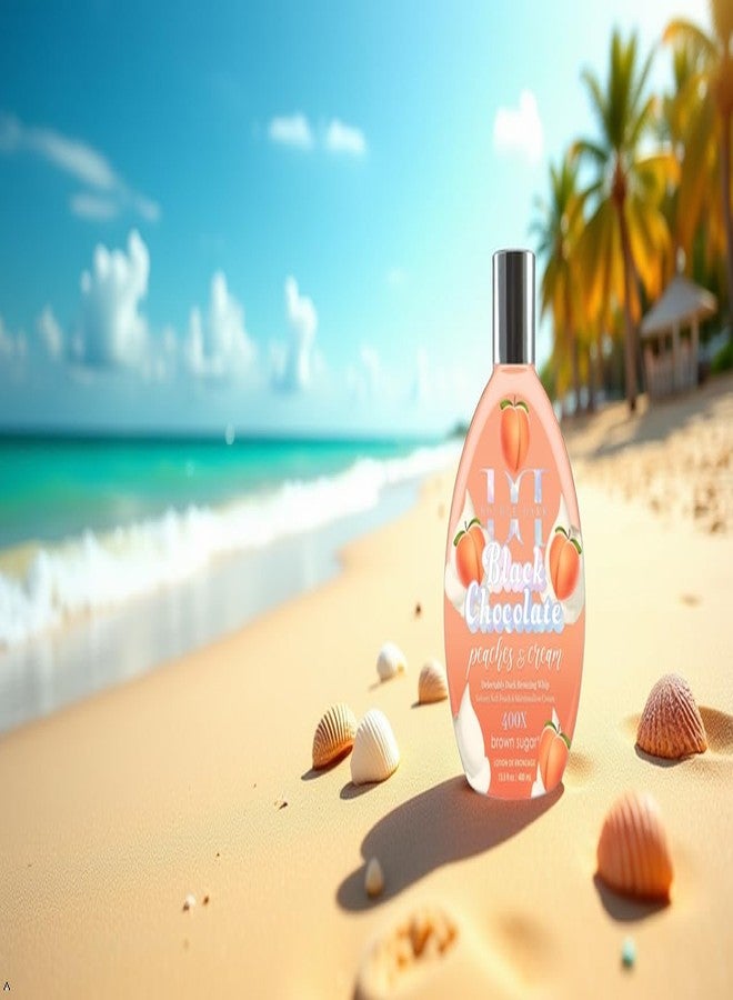 Brown Sugar Peaches & Cream 400X Double Dark Black Chocolate Bronzing Whip Tanning Lotion – Ultra Rich Skin Softening Formula for Deep, Long-Lasting Color – 13.5 oz - Image 4