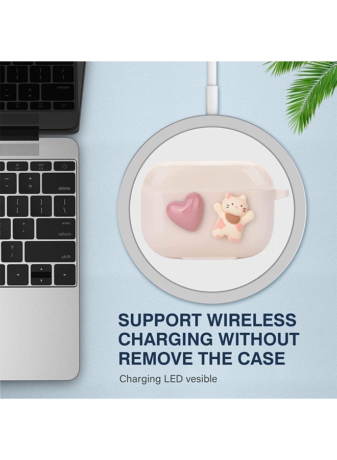 Peachjoy Cute Kawaii for AirPod Pro 2 Case with Shell Pearl Keychain, Love Heart Cat Design Silicone TPU Cover Compatible with AirPods Pro 2nd Generation 2022, Case for Women and Girls - Image 5