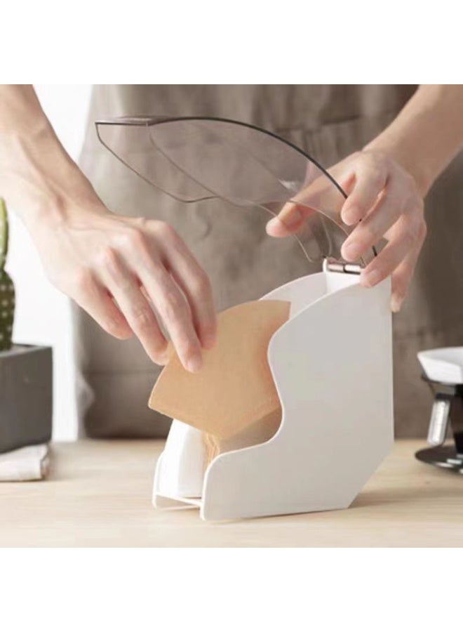 Coffee Filter Paper Holder with Dustproof Cover Coffee filter Storage Plastic Filter Paper Holder Dispenser for Home,Cafe,Office Storage - Image 3