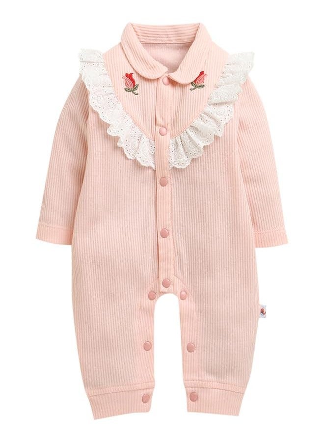 BUMZEE Baby Girls Cotton Full Sleeves Fancy Sleepsuit/Rompers Pink - 3-6 Months (Peb10791C-pnk) - Image 2