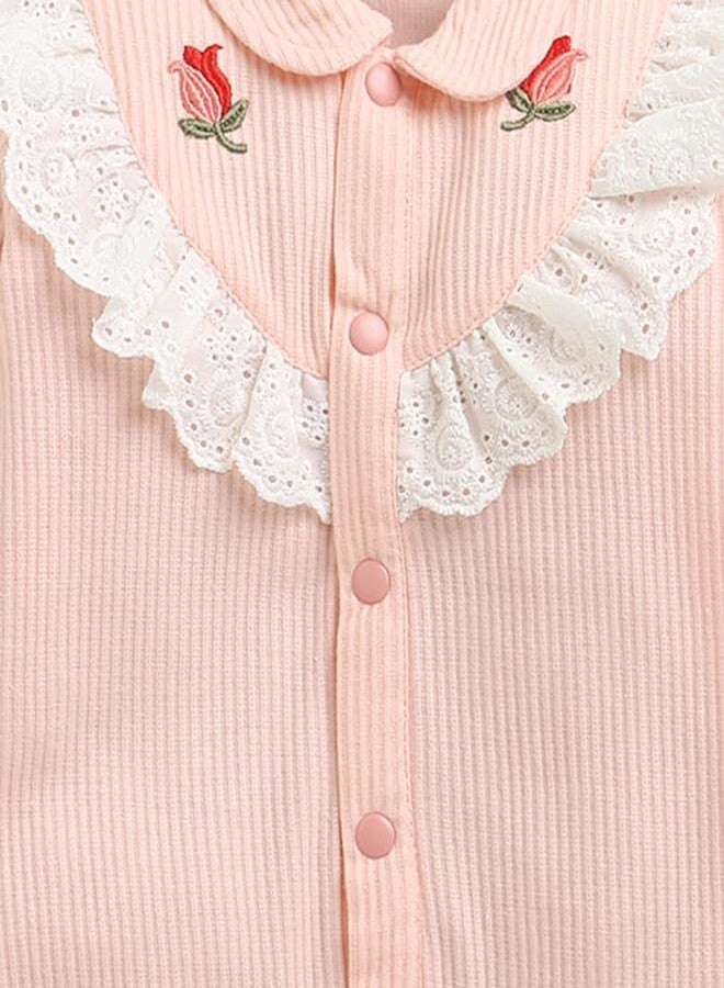 BUMZEE Baby Girls Cotton Full Sleeves Fancy Sleepsuit/Rompers Pink - 3-6 Months (Peb10791C-pnk) - Image 5