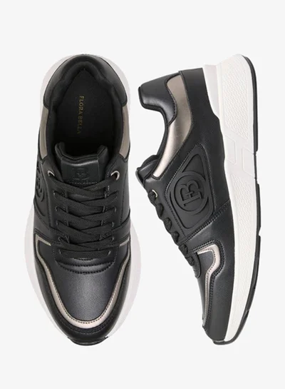 Flora Bella By Shoexpress Women Logo Embossed Sneakers with Lace-Up Closure