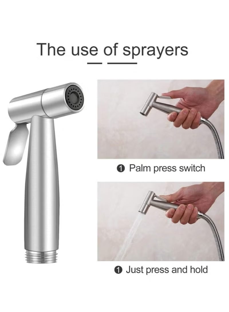 ZedAura Premium Handheld Bidet Sprayer (Shattaf) – 304 Stainless Steel, Brushed Finish, Ergonomic Nozzle, Tank or Wall Mount, Ideal for Personal Hygiene, Diaper Rinsing & Pet Bathing - Image 3