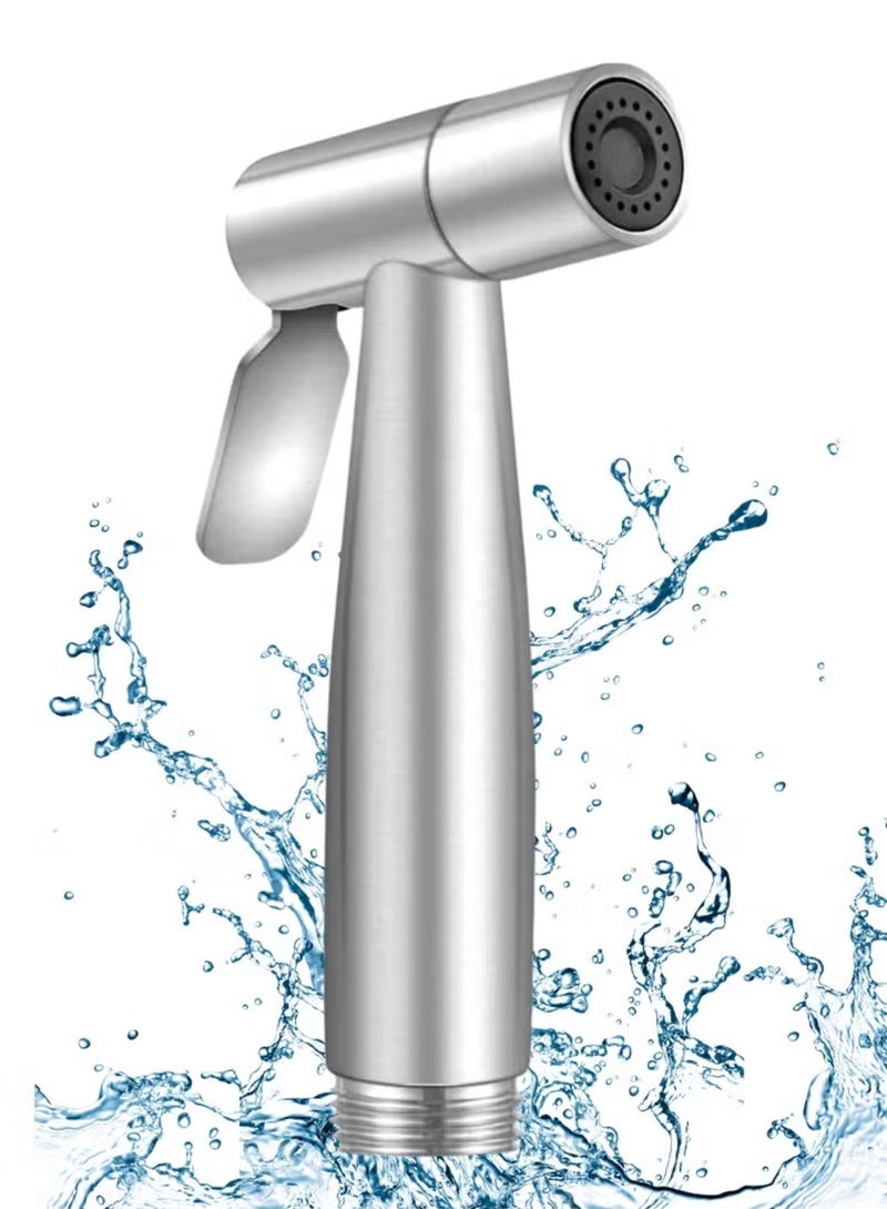 ZedAura Premium Handheld Bidet Sprayer (Shattaf) – 304 Stainless Steel, Brushed Finish, Ergonomic Nozzle, Tank or Wall Mount, Ideal for Personal Hygiene, Diaper Rinsing & Pet Bathing - Image 1