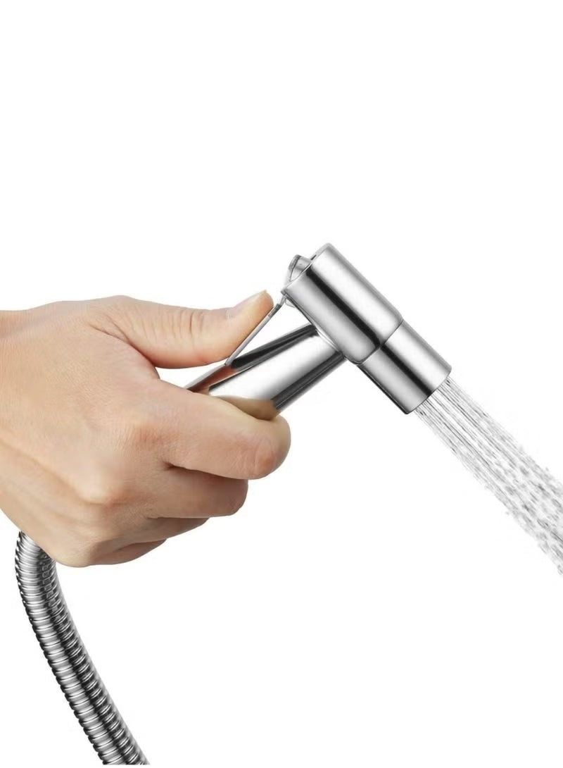 ZedAura Premium Handheld Bidet Sprayer (Shattaf) – 304 Stainless Steel, Brushed Finish, Ergonomic Nozzle, Tank or Wall Mount, Ideal for Personal Hygiene, Diaper Rinsing & Pet Bathing - Image 5