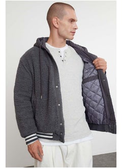 trendyol Anthracite Unisex Fit Elastic Detailed Hooded Winter Coat TMNAW25MO00015  - Image 4