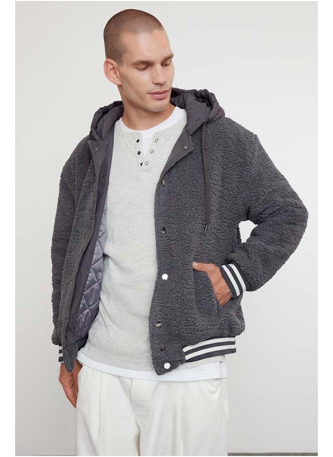 trendyol Anthracite Unisex Fit Elastic Detailed Hooded Winter Coat TMNAW25MO00015  - Image 2