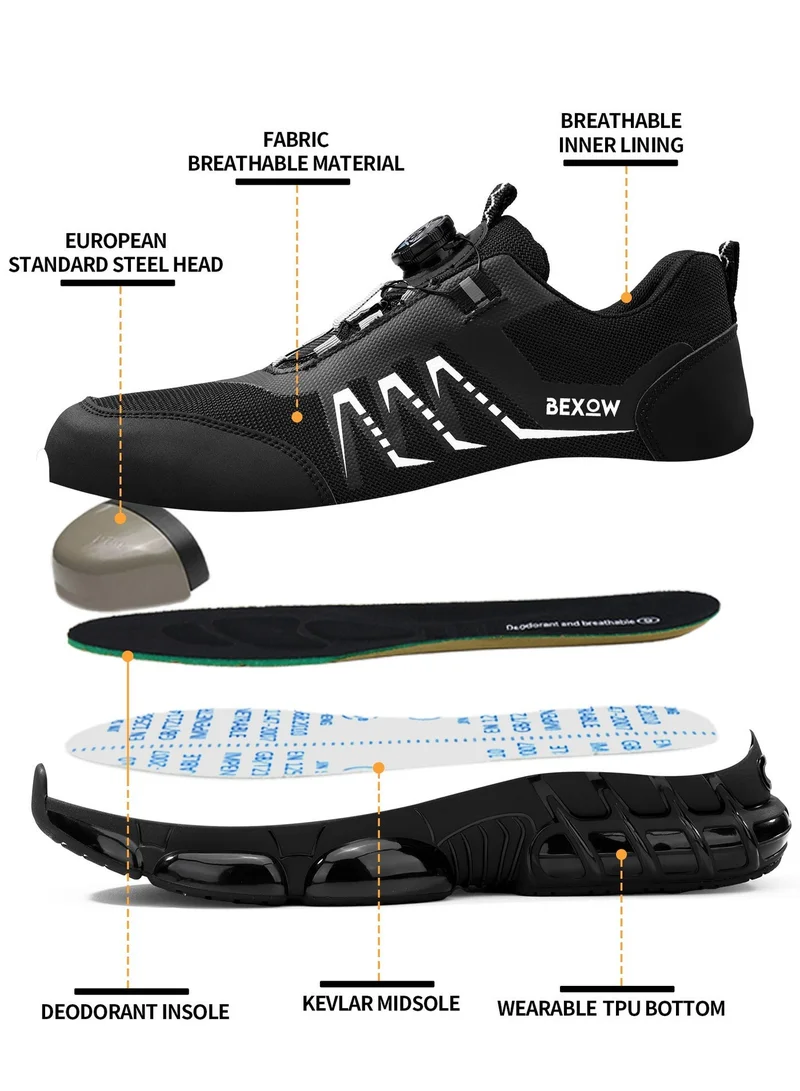 Bexow BEXOW Titan Safety Shoes Steel Toe Lightweight & Anti Slip Industrial Work Sneakers