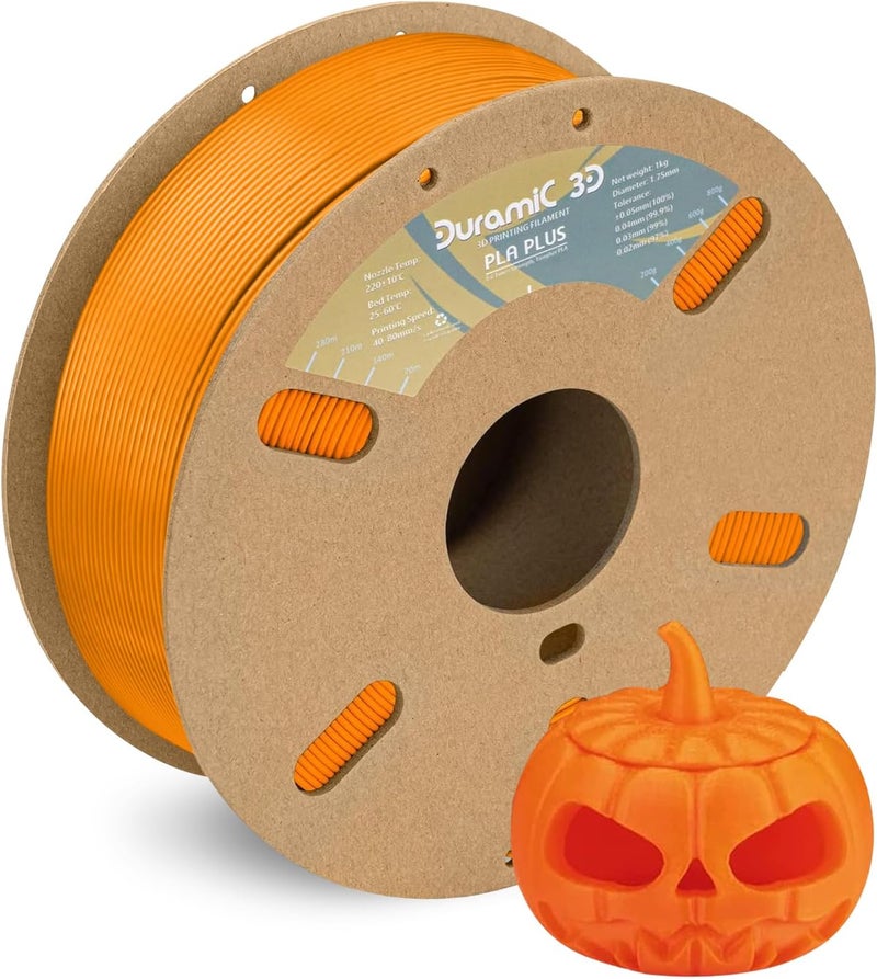 DURAMIC 3D PLA+ Filament 1.75mm 1Kg Orange, PLA Plus Filament 1Kg Spool(2.2lbs) Tougher and Stronger, Dimensional Accuracy Probability +/- 0.02mm - Image 1