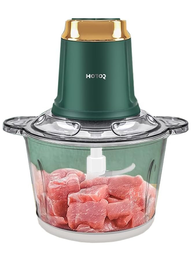 إيروريكس محضر طعام 3 لتر، مفرمة لحم كهربائية بقوة 400 وات مع شفرتين بمستويين، قاطع مطبخ بسرعتين للخضروات والبصل والثوم واللحوم والمكسرات وأطعمة الأطفال، أسود وأخضر، 3 لتر - Image 1