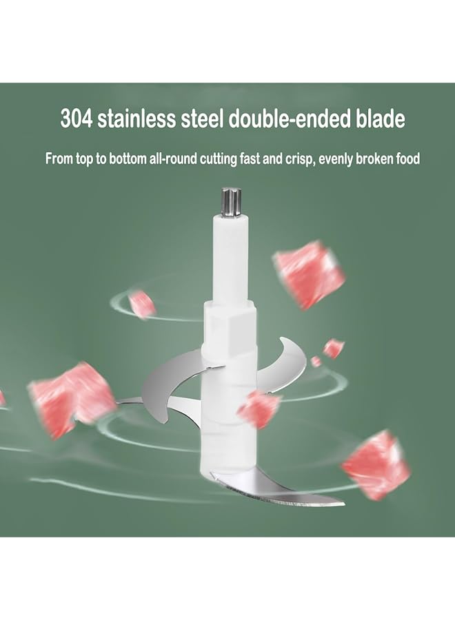 إيروريكس محضر طعام 3 لتر، مفرمة لحم كهربائية بقوة 400 وات مع شفرتين بمستويين، قاطع مطبخ بسرعتين للخضروات والبصل والثوم واللحوم والمكسرات وأطعمة الأطفال، أسود وأخضر، 3 لتر - Image 3