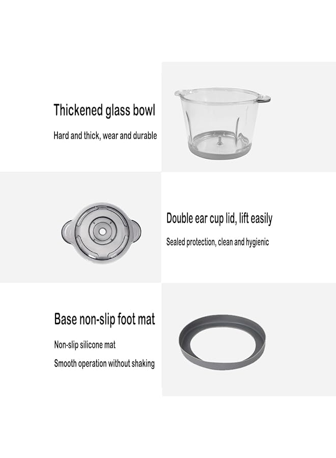 إيروريكس محضر طعام 3 لتر، مفرمة لحم كهربائية بقوة 400 وات مع شفرتين بمستويين، قاطع مطبخ بسرعتين للخضروات والبصل والثوم واللحوم والمكسرات وأطعمة الأطفال، أسود وأخضر، 3 لتر - Image 2