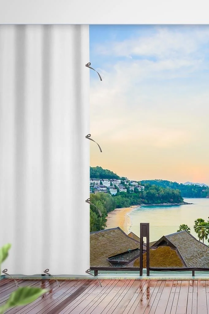 Altın Pamuk Golden Cotton Laced Balcony Curtain with Length Options in All Sizes-Balcony Canvas White